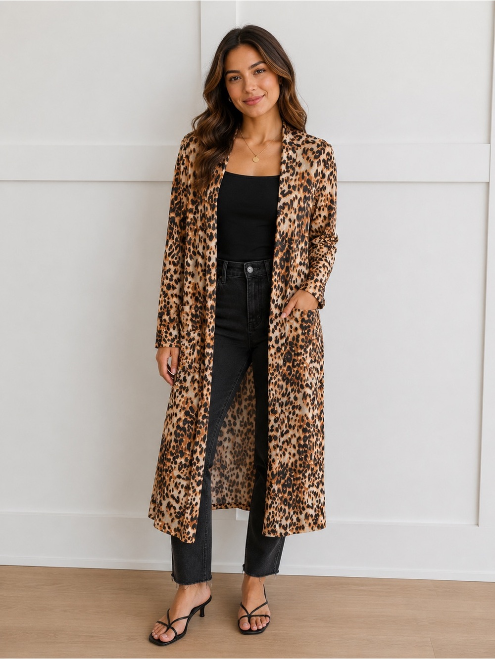 LuLaRoe Leopard Print Duster Cardigan in Brown and Black